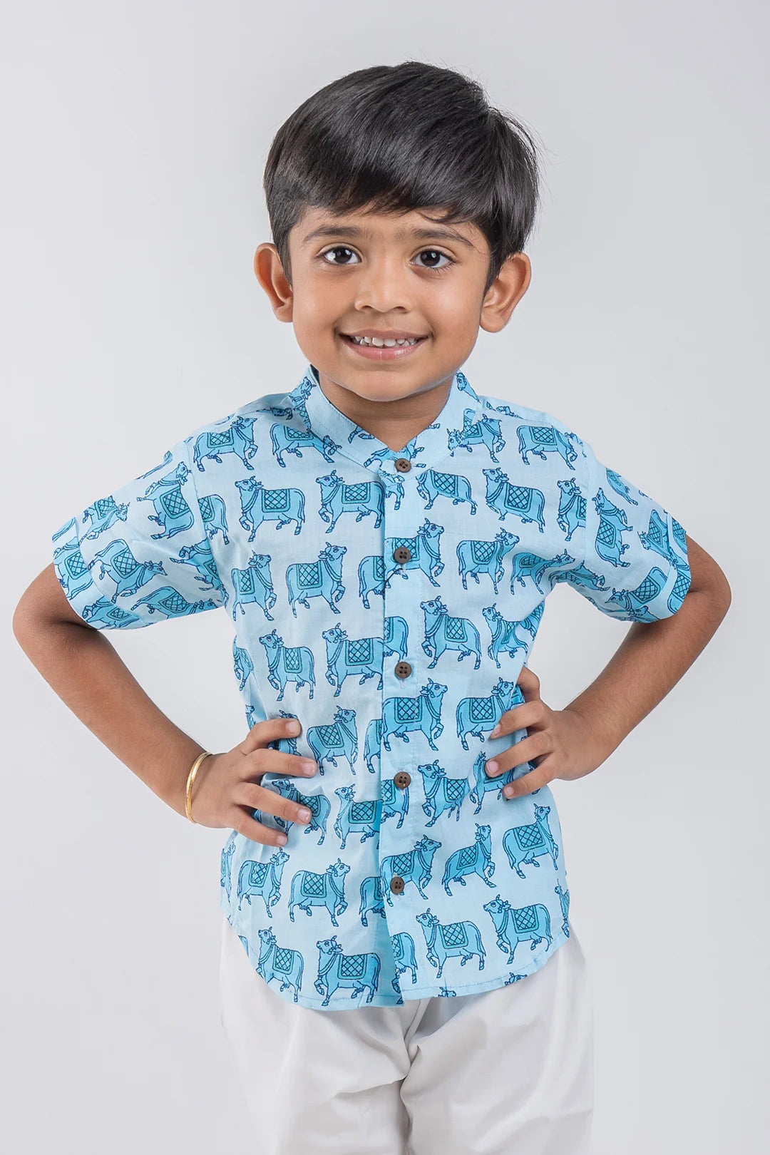 Celebrate Cultural Heritage with Boys' Pichwai Cow Print Shirt