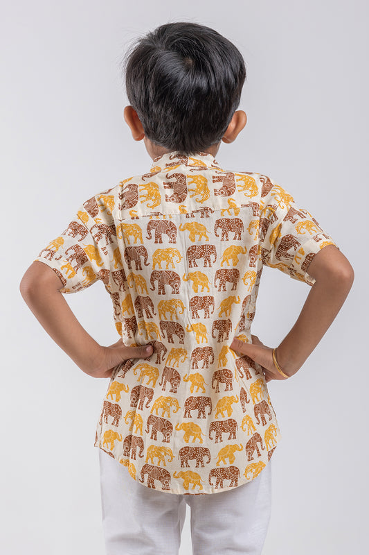 Cute Elephant Print Shirt for Boys