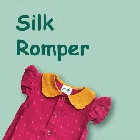 Pink romper with yellow collar on a light green background
