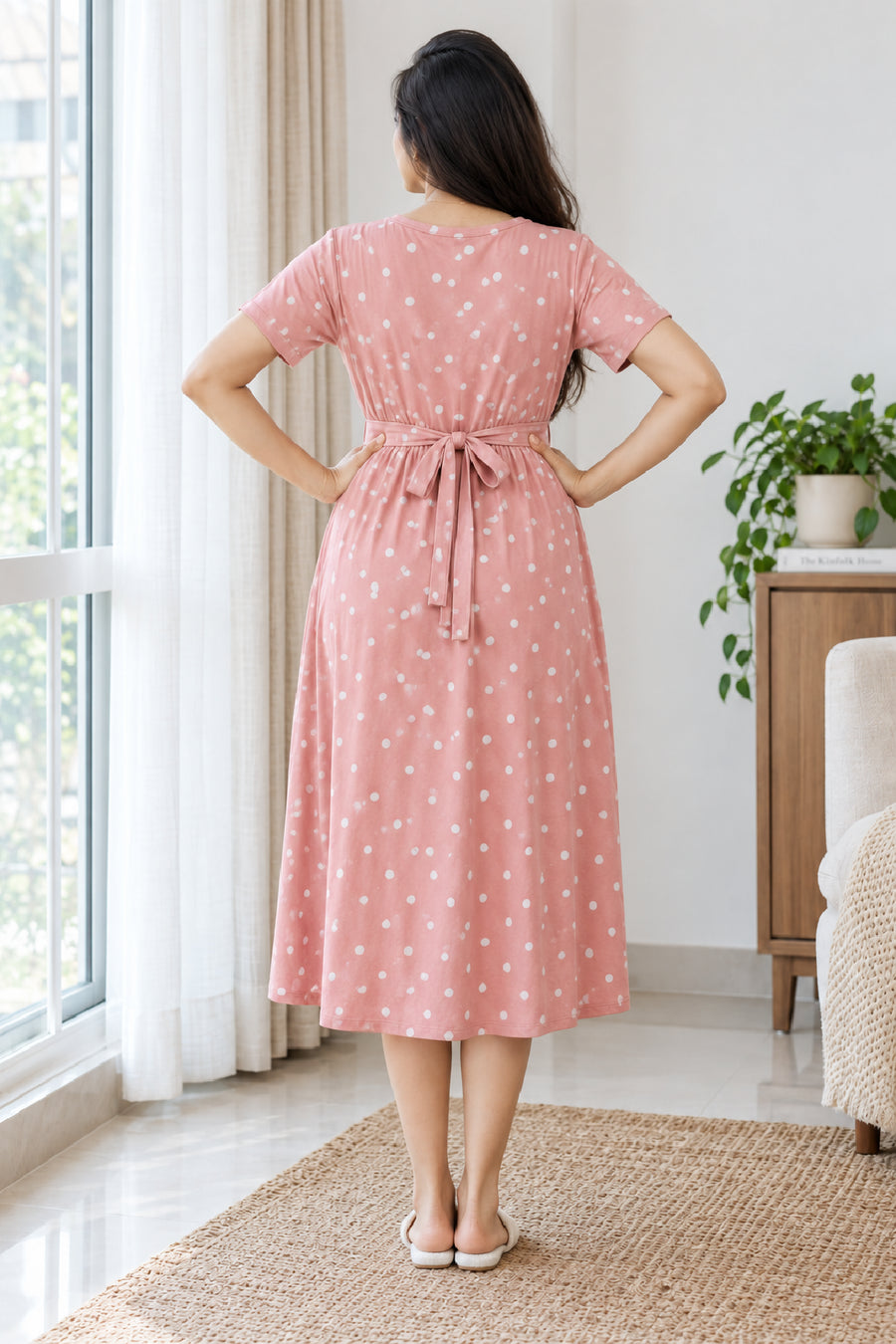 Blush Polka  Zipless Feeding Gown