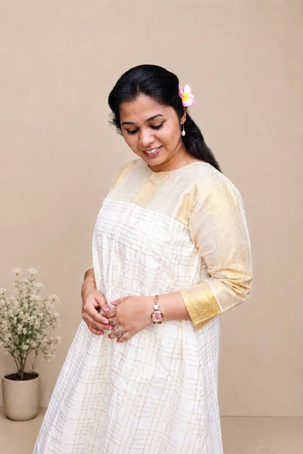 Aathira Checked Feeding Dress