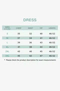 Bohemian Breeze dress size chart showing chest waist hip and length measurements for sizes S to 3XL