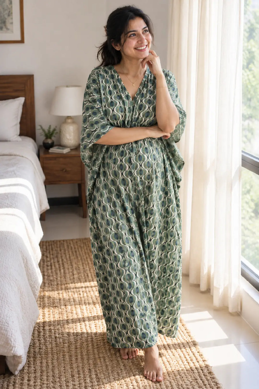 Green Mosaic Feeding Kaftan