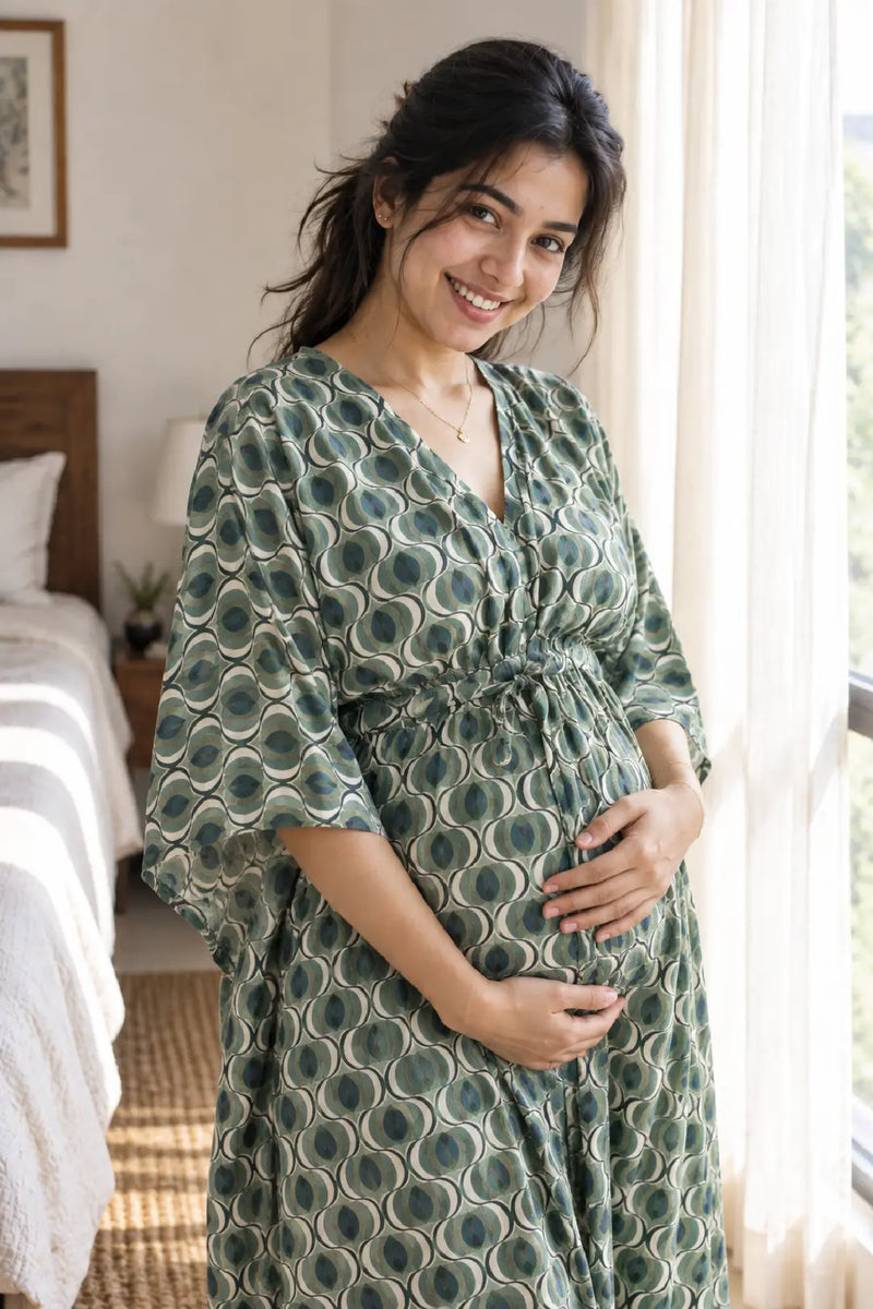 Green Mosaic Feeding Kaftan