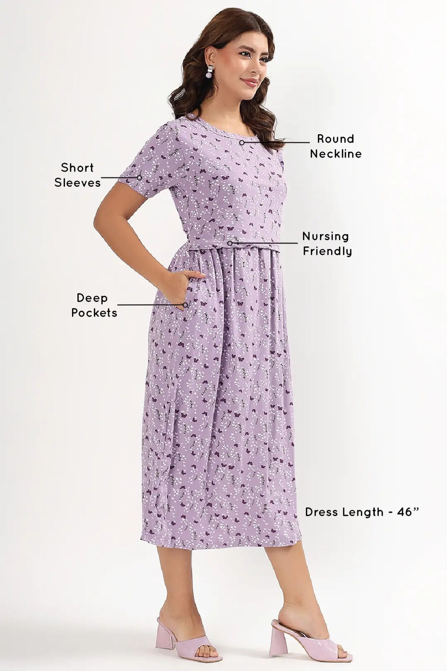 Lilac Flutter Zipless Feeding Gown