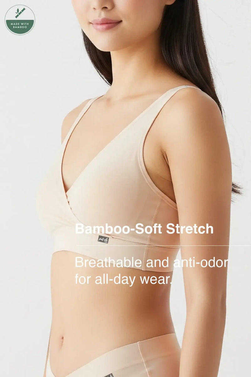 V-Neck Maternity Bamboo Bra – Winter Beige
