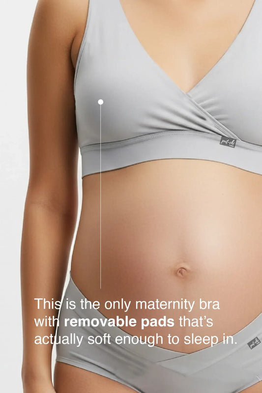 V-Neck Maternity Bamboo Bra – Limestone grey