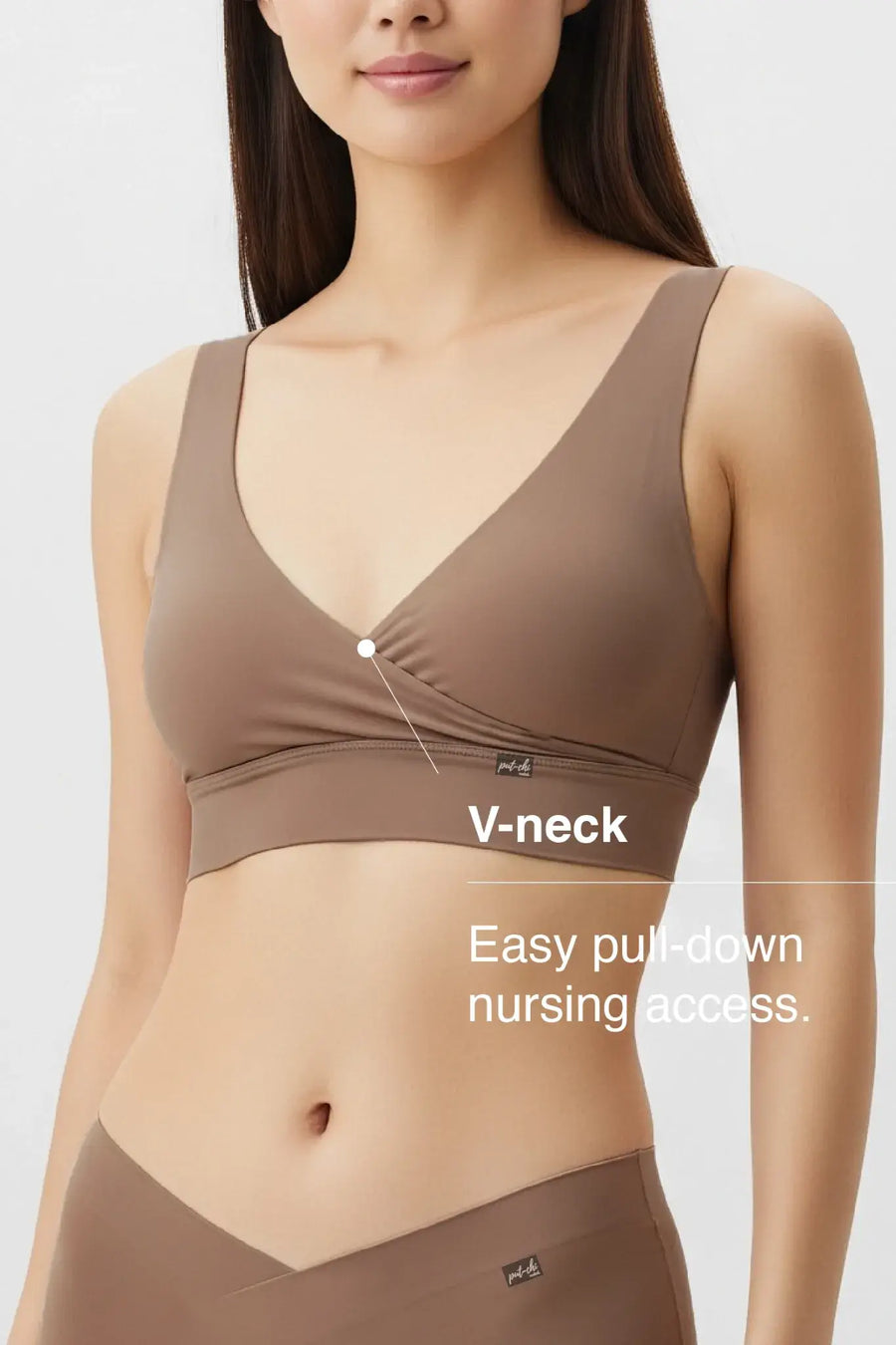 V-Neck Maternity Bamboo Bra – Caribou Brown