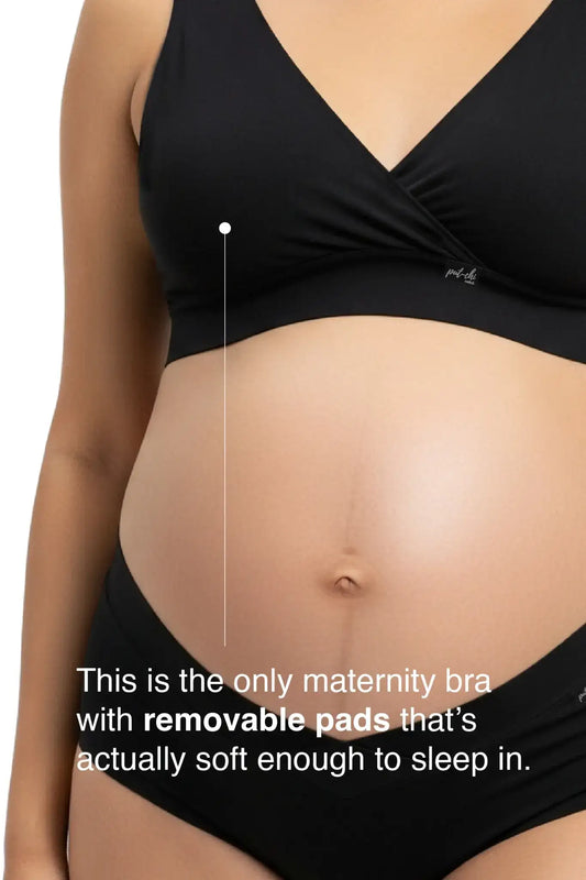 V-Neck Maternity Bamboo Bra – Jet Black