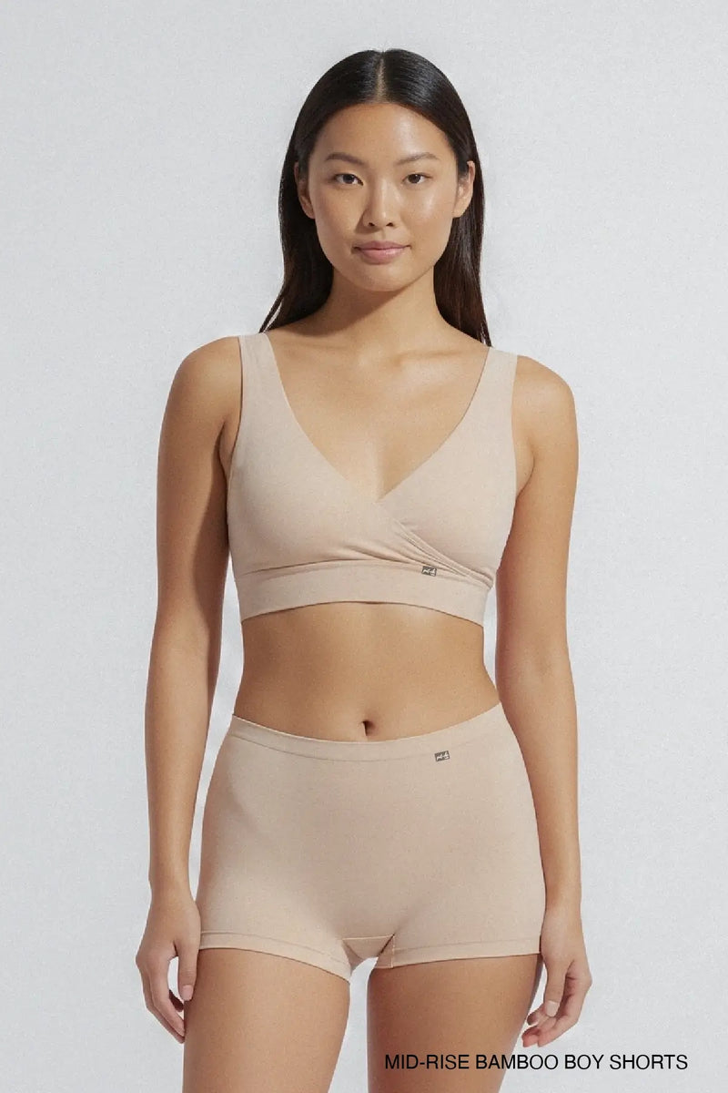 Mid-rise, High Coverage Bamboo Boy Shorts - Winter Beige