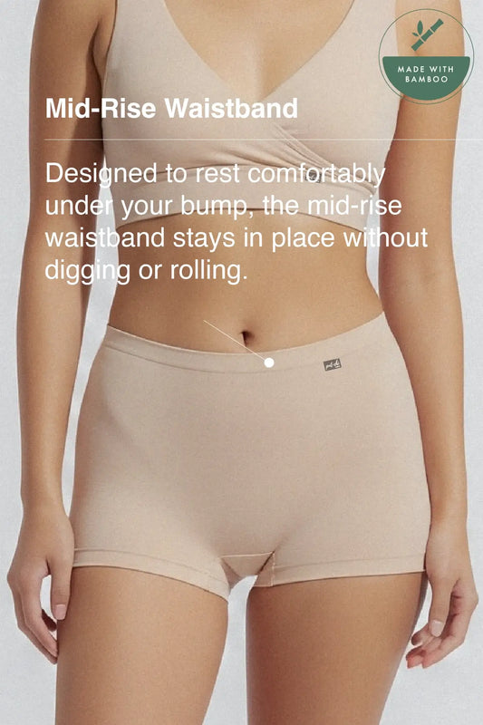 Mid-rise, High Coverage Bamboo Boy Shorts - Winter Beige