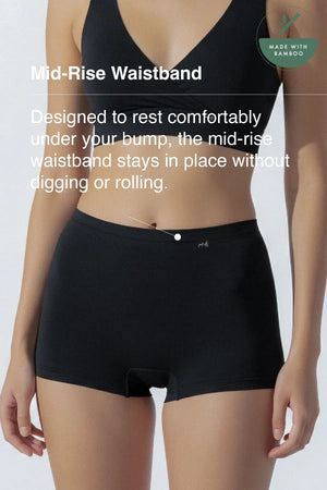 Mid-rise, High Coverage Bamboo Boy Shorts - Jet Black