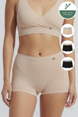 Mid-rise, High Coverage Bamboo Boy Shorts - Pack of 2(Assorted)