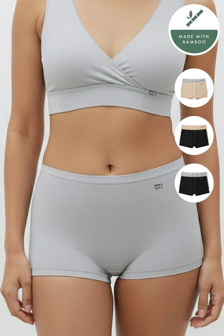 Mid-rise, High Coverage Bamboo Boy Shorts - Pack of 2(Assorted)
