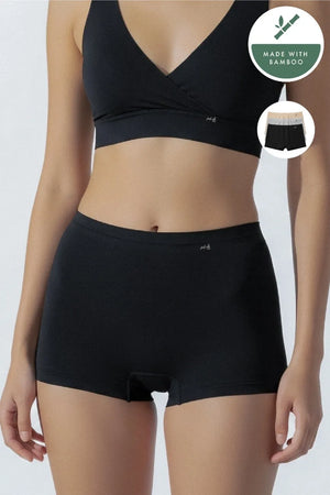 Mid-rise, High Coverage Bamboo Boy Shorts - Pack of 3(Assorted)