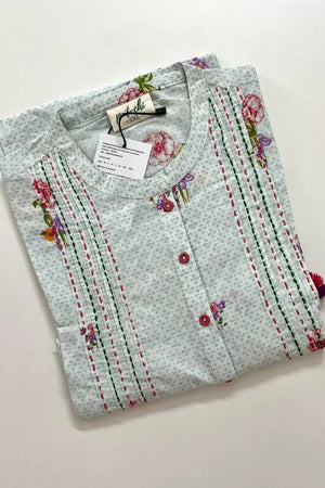 Pastel Blue floral Maternity Feeding Kurta