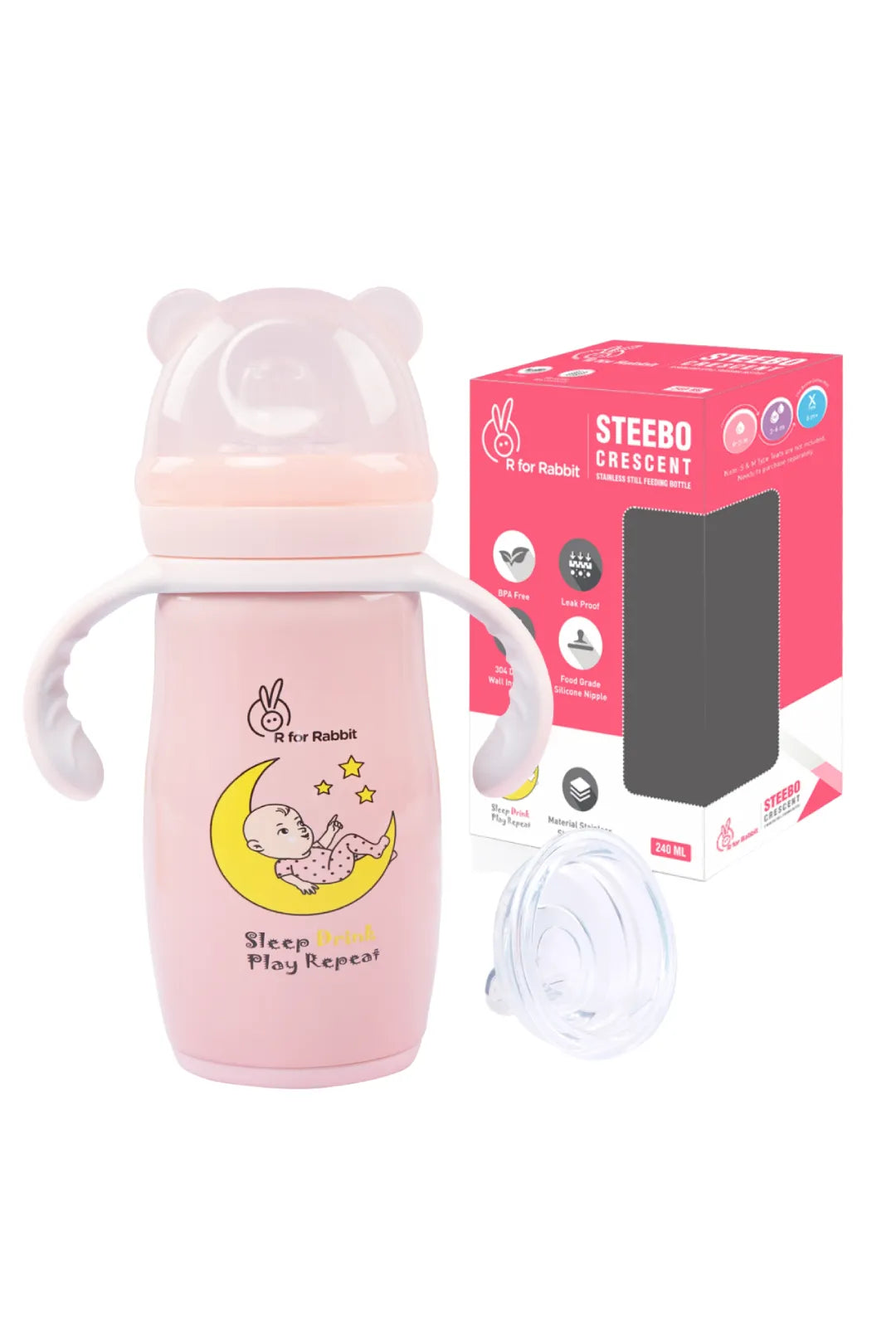 Steebo Crescent Stainless Steel 2 in 1 Baby Spout Cup