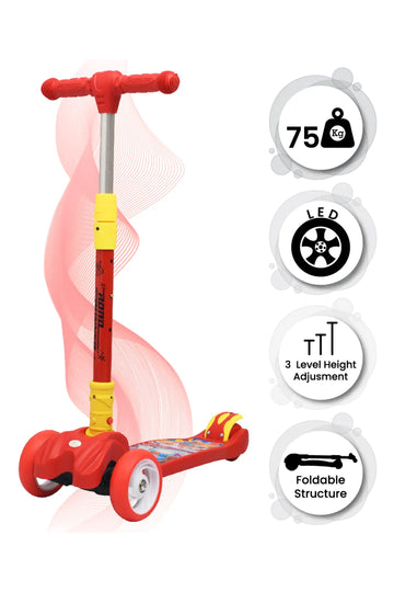 Road Runner Kids Scooter - 4 Level Height Adjustment, PU LED Wheels