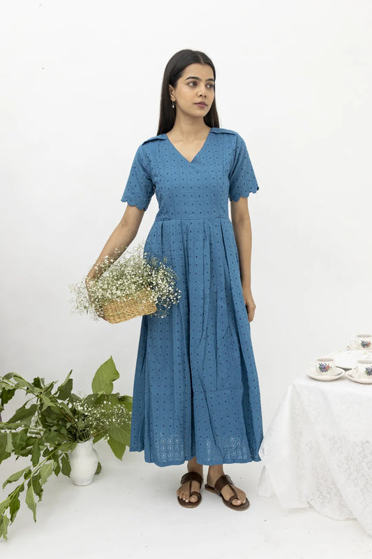 Classic Blue Hakoba Maternity Maxi Dress