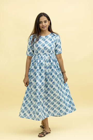 Blue Shibori Bloom Nursing Dress