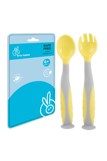 Premium Safe Feed Flexi Baby Spoon & Fork Set For Baby Feeding