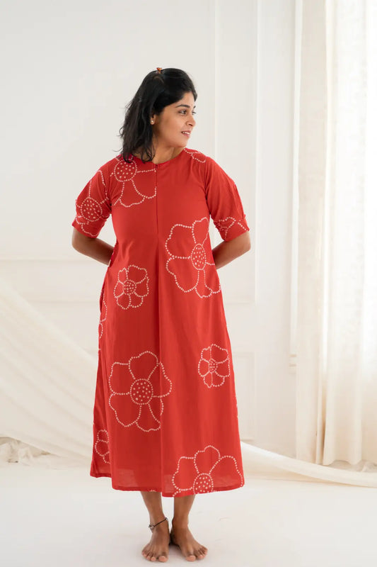 Crimson Cloud Maternity Feeding dress