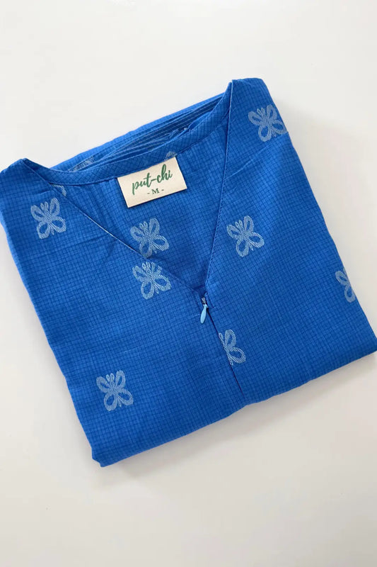 Azure Butterfly Feeding Kurta