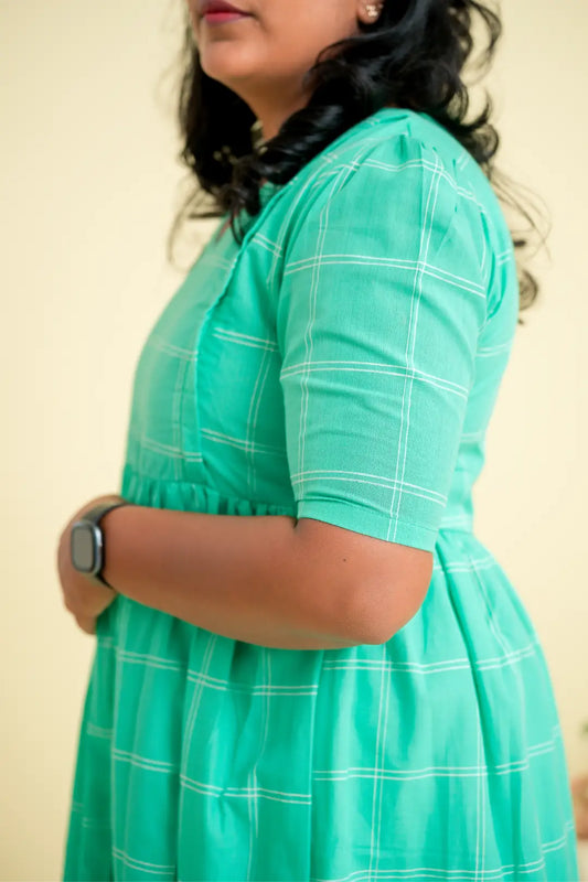 Turquoise Checkmate Maternity Dress