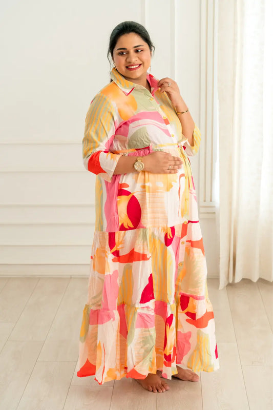 Rainbow Maternity Feeding Dress