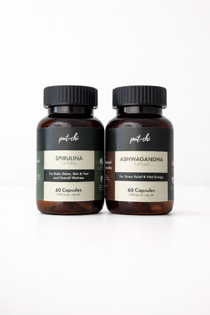 Stress Relief & Vitality Kit – Ashwagandha & Spirulina Capsules