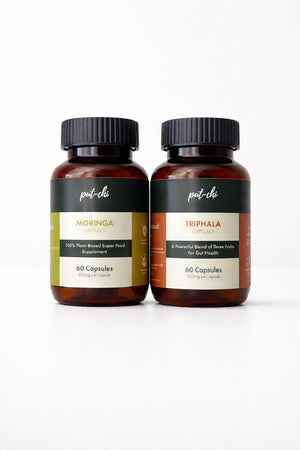 Digestive Balance Kit - Triphala Capsules &  Moringa Ginger Herbal Tea