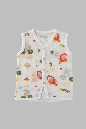 Muslin Sleeveless Jabla(Tiny Town & Space Bunnies)