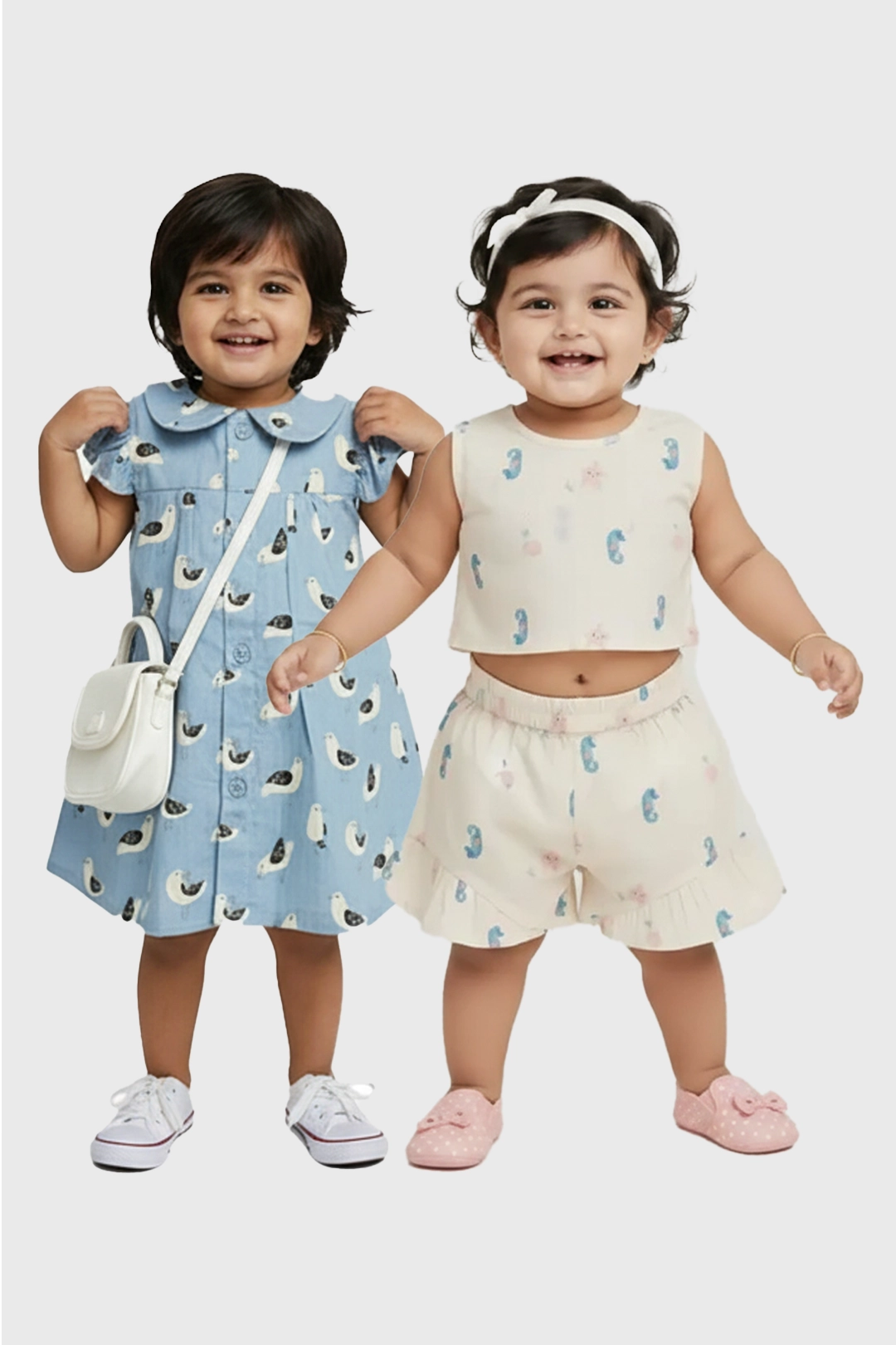 Organic cotton baby girl frock and co-ord set for toddlers 0-3 years - soft breathable bamboo fabric kids dress for Indian babies and newborns - comfortable matching outfit set for girls