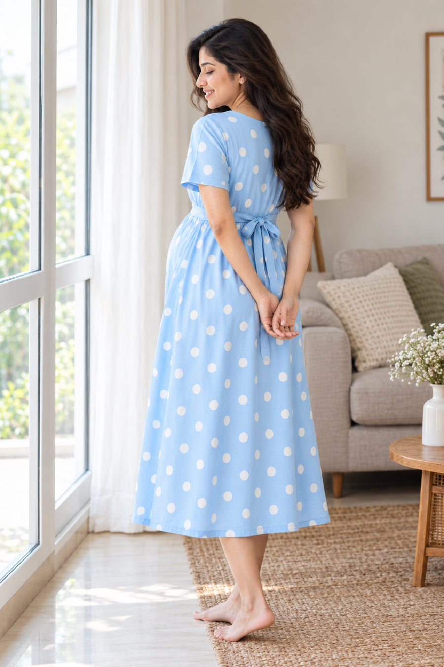 Sky Polka  Zipless Feeding Gown