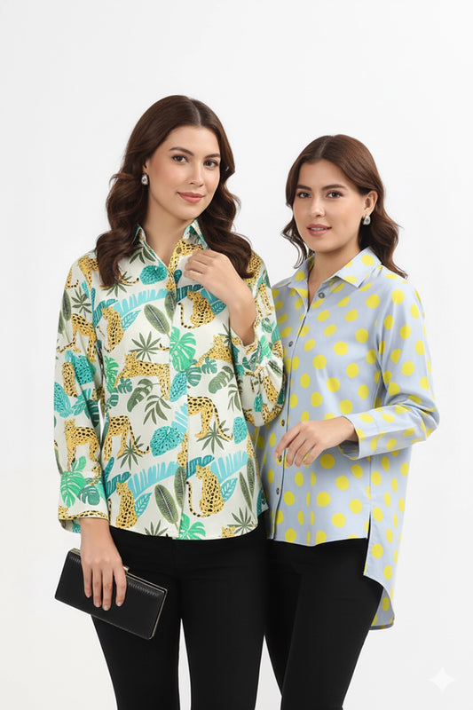 Citrus Cloud Polka & Tropical Safari Feeding Shirt