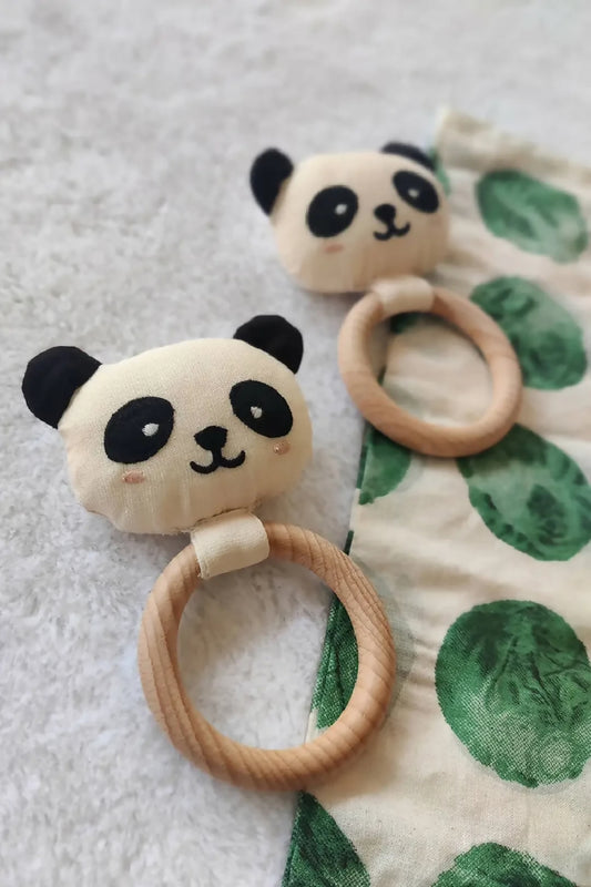 Panda (Rattle + Teether) Wooden Toy (Pack of 1)