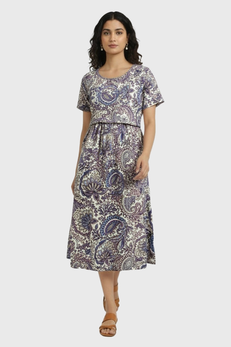 Swirling Paisley Zipless Feeding Gown