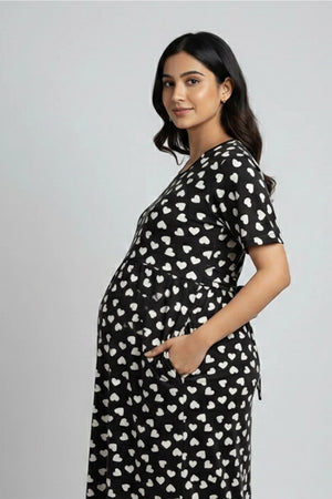 White Heart Zipless Feeding Gown