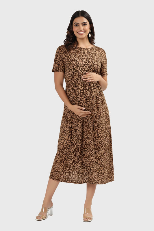 Micro Leopard Zipless Feeding Gown