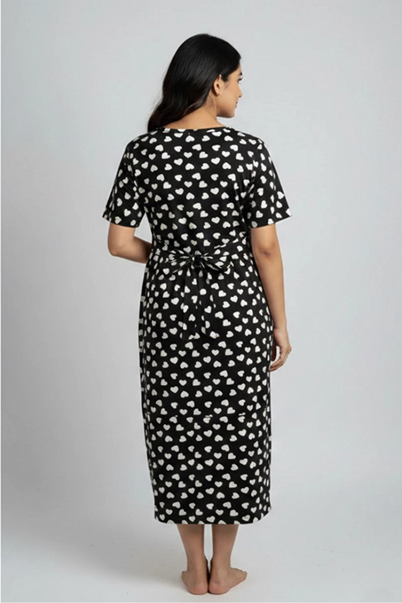 White Heart Zipless Feeding Gown