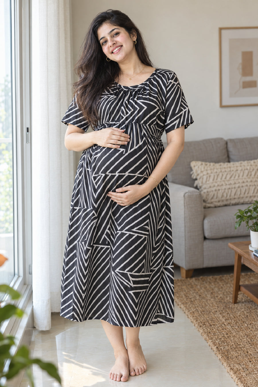 Zebra Maze Zipless Feeding Gown