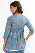 Azure Blossom Feeding Tunic Top