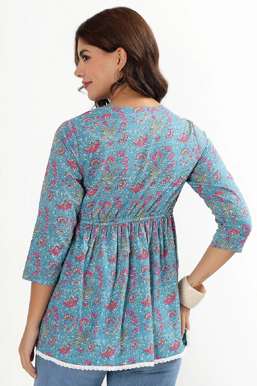 Azure Blossom Feeding Tunic Top