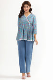 Azure Blossom Feeding Tunic Top