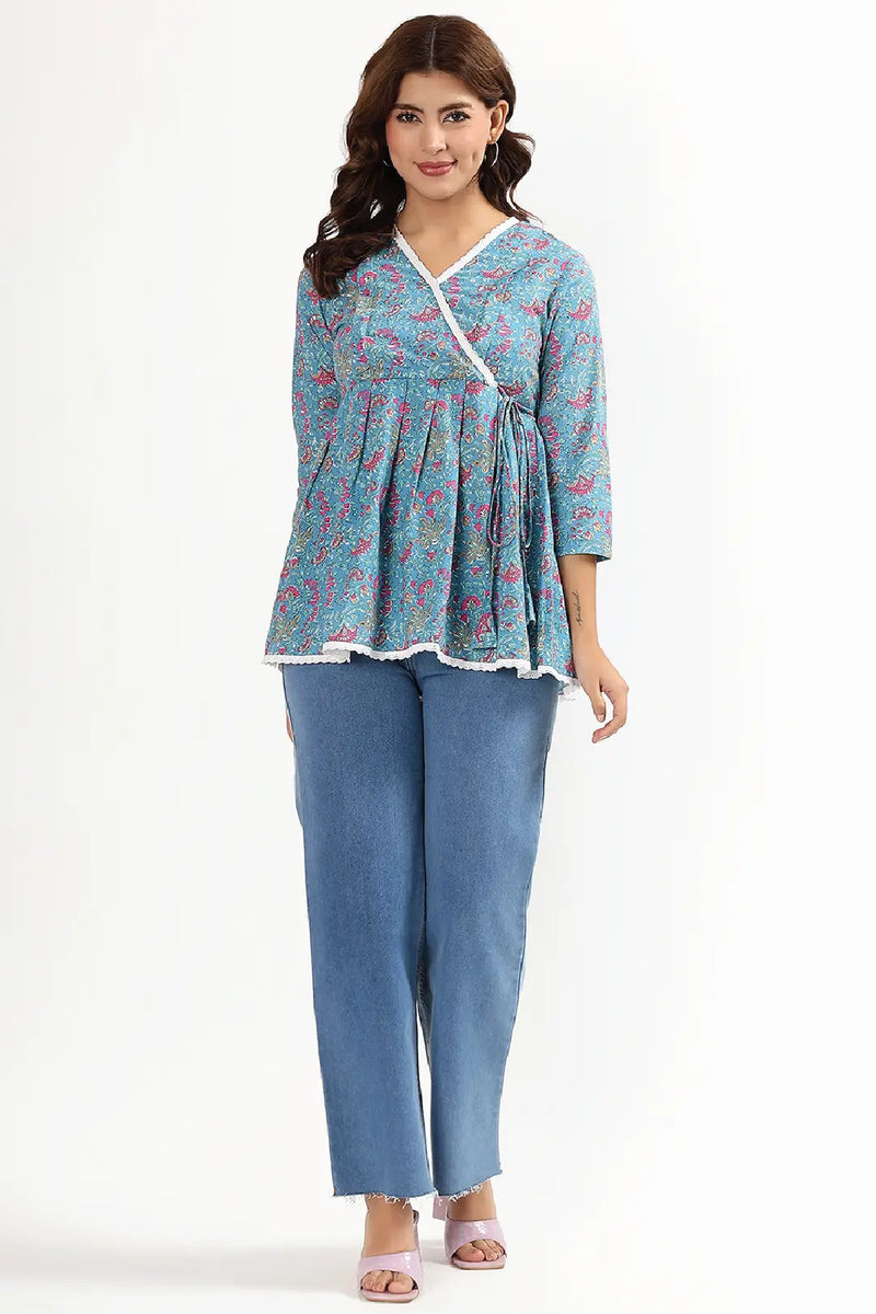 Azure Blossom Feeding Tunic Top