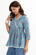 Azure Blossom Feeding Tunic Top