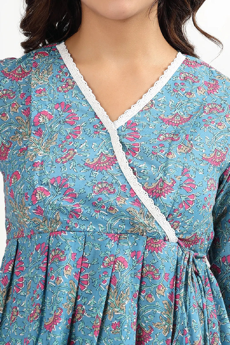 Azure Blossom Feeding Tunic Top