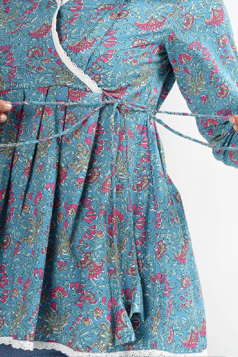 Azure Blossom Feeding Tunic Top