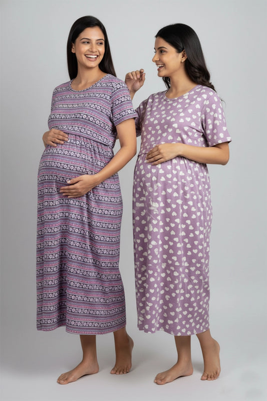 Dreamy Heart  & Geometric Bloom Zipless Feeding Gown