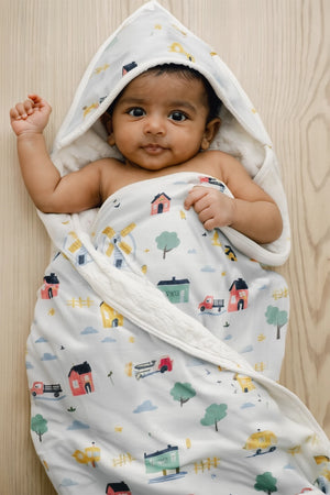Tiny Town Hooded Towel